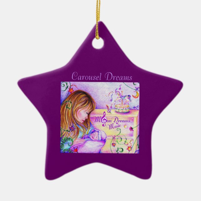 Carousel Dreams Purple Star Ceramic Ornament (Front)