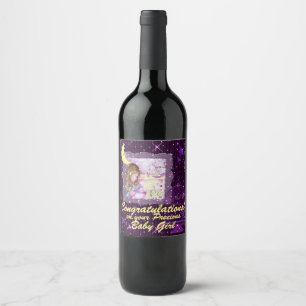 Carousel Dreams Purple Striped Faux Glitter Wine Label
