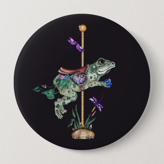 Carousel Frog 10 Cm Round Badge (Front)