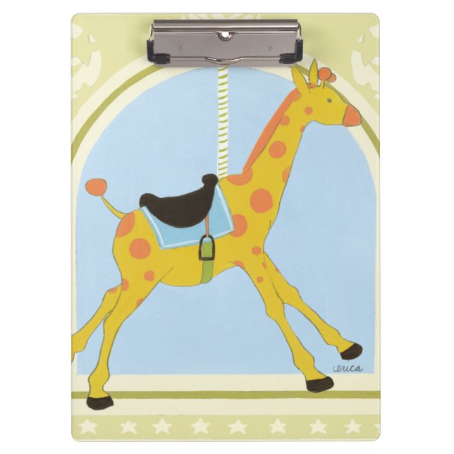 Carousel Giraffe by June Erica Vess Clipboard (Front)