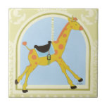 Carousel Giraffe by June Erica Vess Tile<br><div class="desc">If you cannot head to the park and ride the merry-go-round then this print may be the next best alternative. June Erica Vess made this stunning rendition of a carousel giraffe on a pastel blue and green background. You just want to hop on a ride around in circles. Put this...</div>