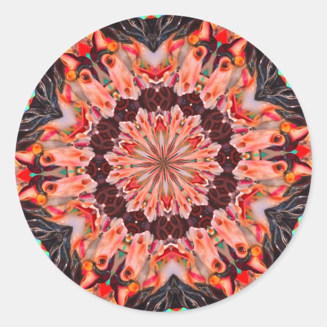 Carousel Horse Abstract Kaleidoscope Art Classic Round Sticker (Front)