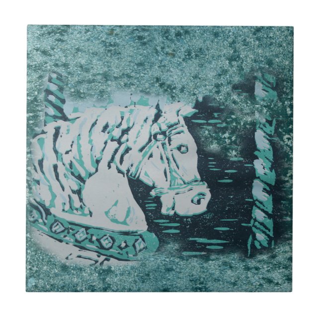 Carousel Horse Aquamarine Tile (Front)