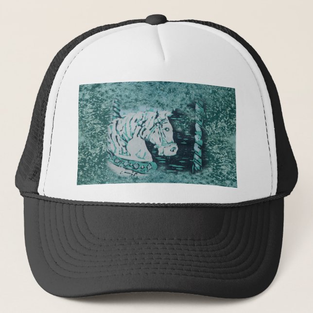 Carousel Horse Aquamarine Trucker Hat (Front)