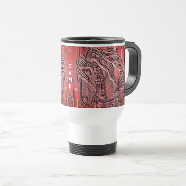Carousel Horse Art Personalised Travel Mug (Front Right)