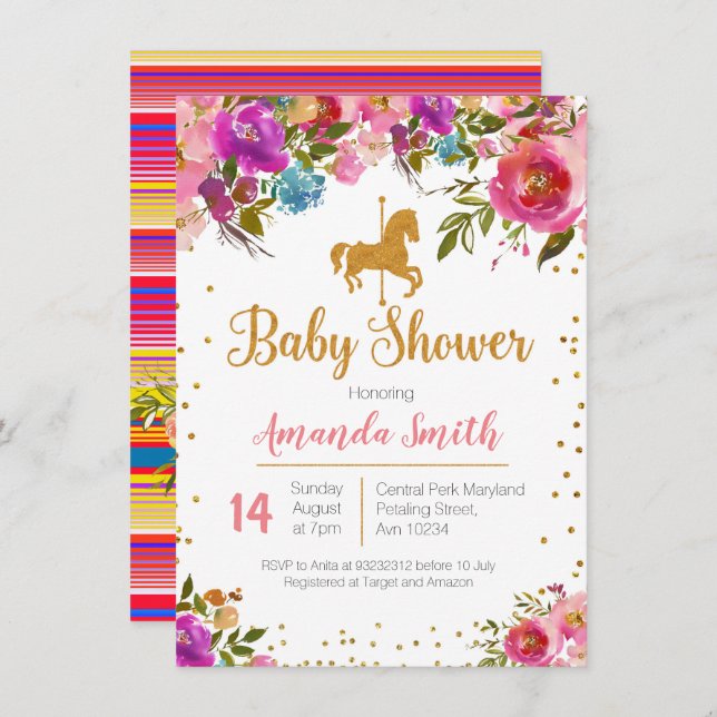 Carousel Horse Baby Shower invitation (Front/Back)