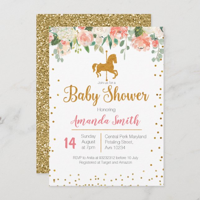 Carousel Horse Baby Shower invitation (Front/Back)