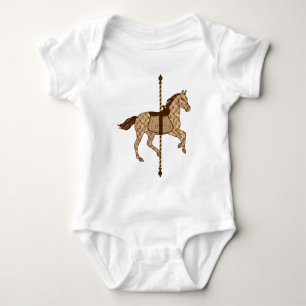 Carousel Horse - Chocolate Brown and Tan Baby Bodysuit