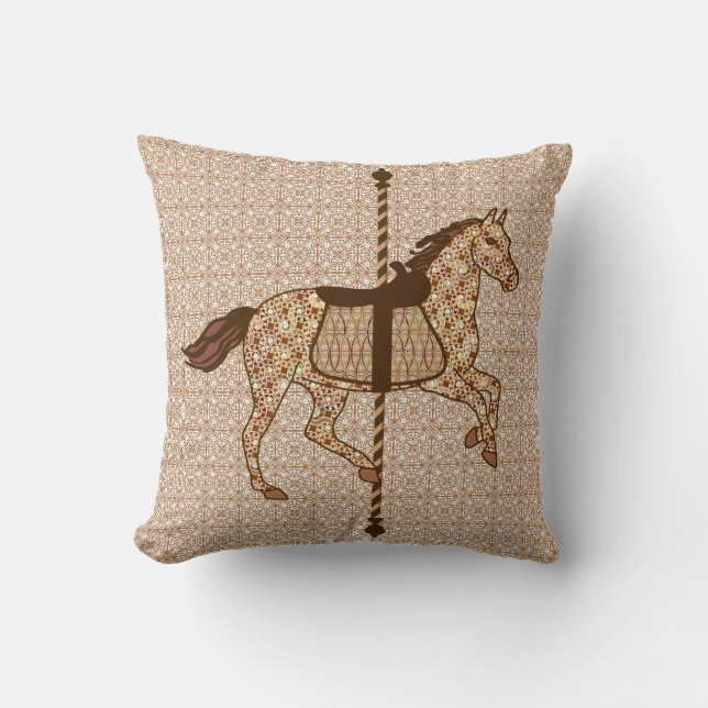 Carousel Horse - Chocolate Brown and Tan Cushion (Front)