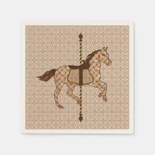 Carousel Horse - Chocolate Brown and Tan Napkin