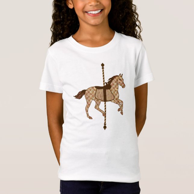Carousel Horse - Chocolate Brown and Tan T-Shirt (Front)