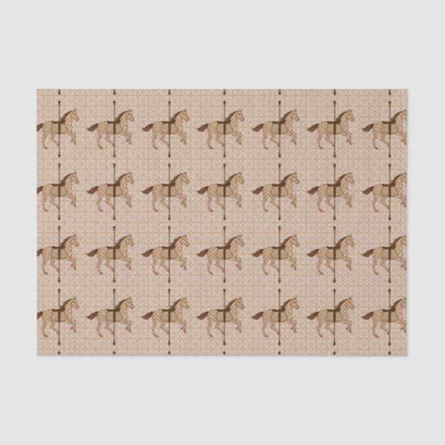 Carousel Horse - Chocolate Brown and Tan Tissue Paper (Front)