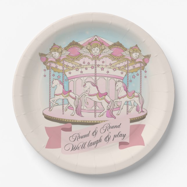 Carousel Horse Circus Carnival Birthday Party Paper Plate (Front)