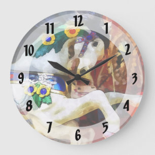 Carousel Horse Closeup Large Clock