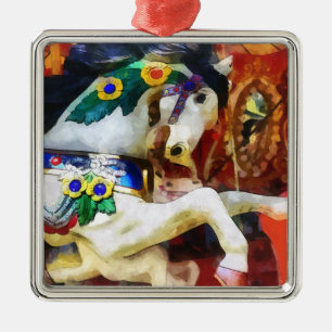 Carousel Horse Closeup Metal Tree Decoration