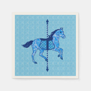 Carousel Horse - Cobalt and Sky Blue Napkin