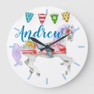 Carousel Horse Custom Template Large Clock