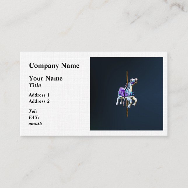 Carousel Horse Dressed in Lavender and Blue Business Card (Front)