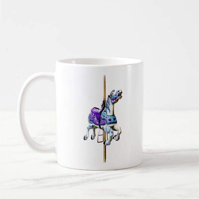 Carousel Horse Dressed in Lavender and Blue Coffee Mug (Left)
