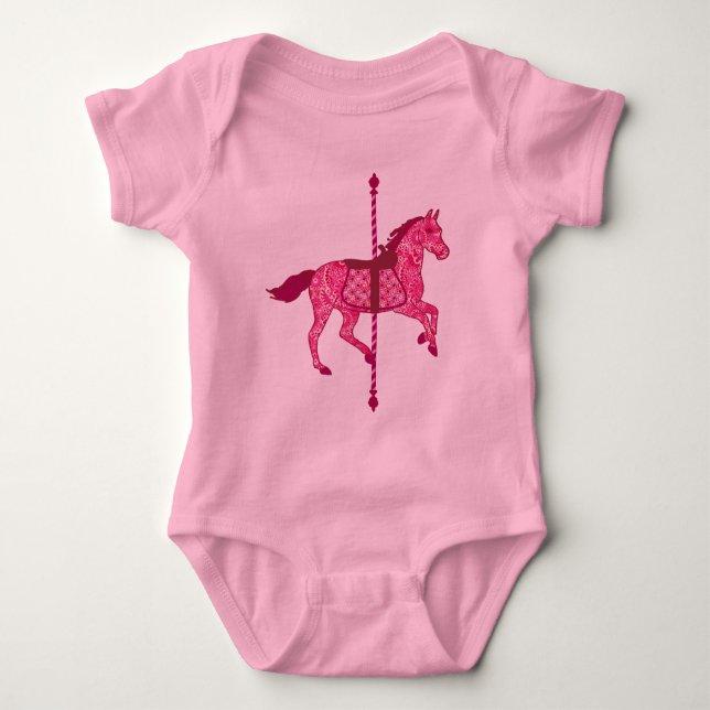 Carousel Horse - Fuchsia Pink Baby Bodysuit (Front)
