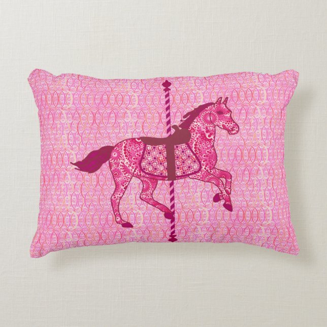 Carousel Horse - Fuchsia Pink Decorative Cushion (Front)