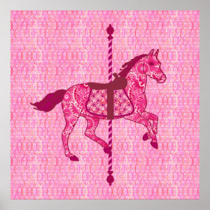 Carousel Horse - Fuchsia Pink Poster