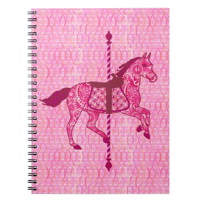 Carousel Horse - Fuchsia Pink Spiral Notebook (Front)