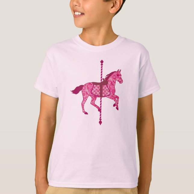 Carousel Horse - Fuchsia Pink T-Shirt (Front)
