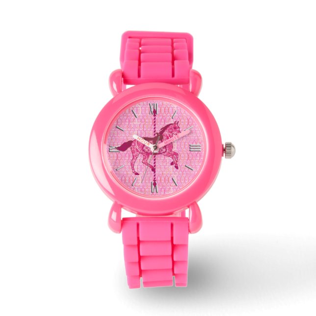 Carousel Horse - Fuchsia Pink Watch (Front)