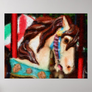 Carousel Horse Impressionist Painting Poster