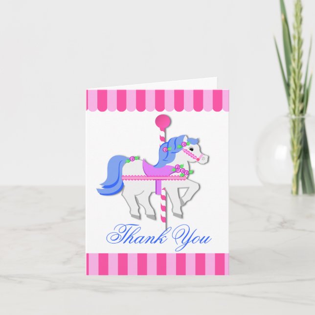 Carousel Horse Note Thank You Card (Front)