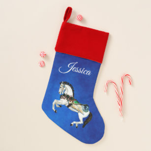 Carousel Horse on Royal Blue Christmas Stocking