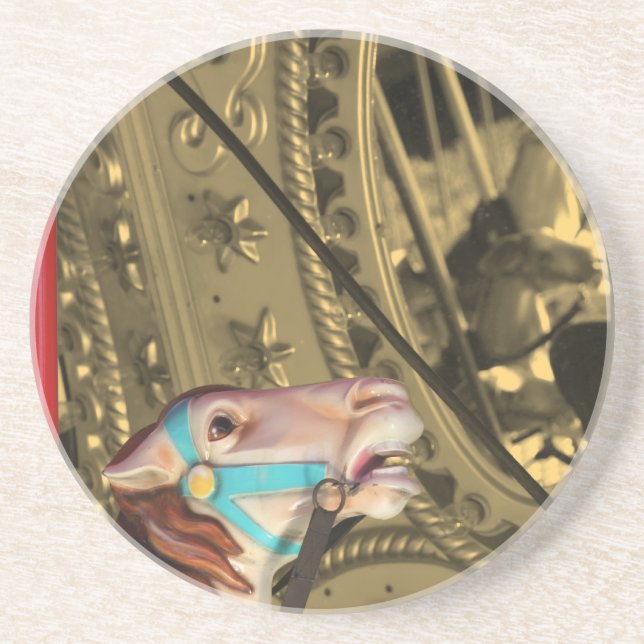 Carousel Horse On Sepia Coaster (Front)