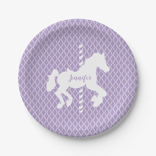 Carousel Horse Pattern Your  Colours  Paper Plate (Front)