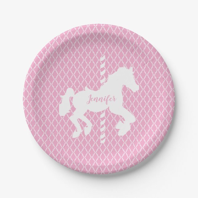 Carousel Horse Pattern Your  Colours  Paper Plate (Front)