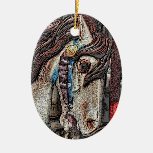 Carousel Horse Pencil Art Ornament (Front)