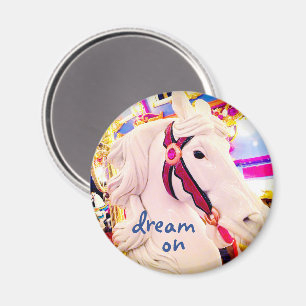 Carousel horse photo dream on quote script stylish magnet