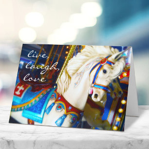 Carousel Horse Photo Live Laugh Love Chic Script Card