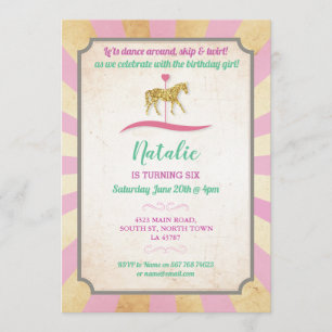 Carousel Horse Riding Party Invite Fair Birthday
