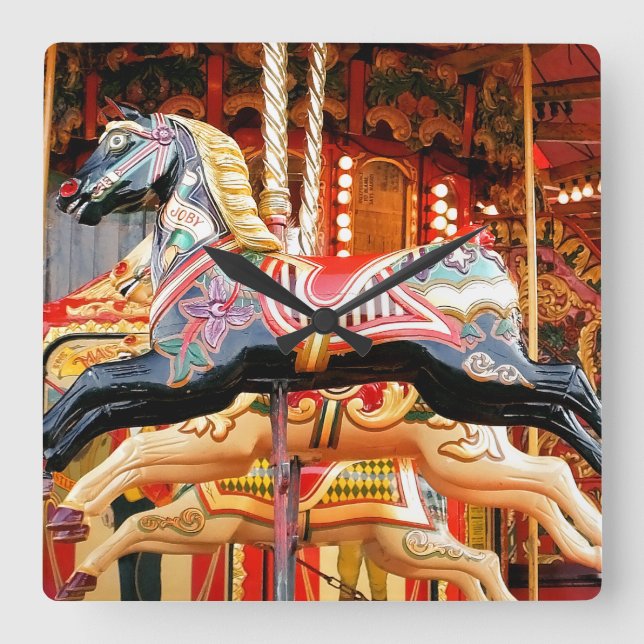 CAROUSEL HORSE SQUARE WALL CLOCK (Front)