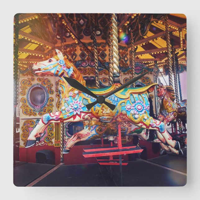 Carousel Horse Square Wall Clock (Front)