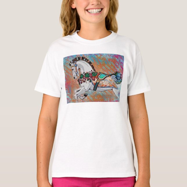 Carousel Horse T-Shirt - Colourful Merry Go Round (Front)