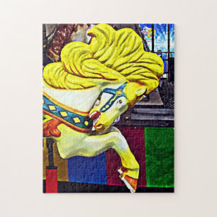 Carousel Horse With Yellow Mane Jigsaw Puzzle