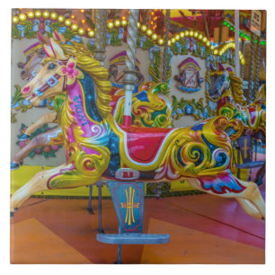 Carousel horses ceramic photo tile