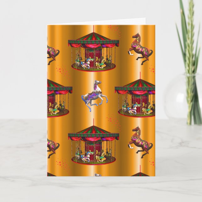 Carousel Horses on Gold Card (Front)