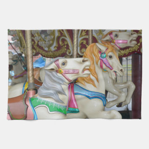 Carousel horses tea towel