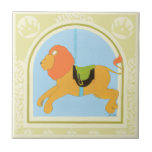 Carousel Lion by June Erica Vess Tile<br><div class="desc">The king of the jungle is rendered as a carousel animal in this piece by June Erica Vess. With a smiling face this is a very kid-friendly print. Purchase it today and put it on the wall of your child's nursery!</div>