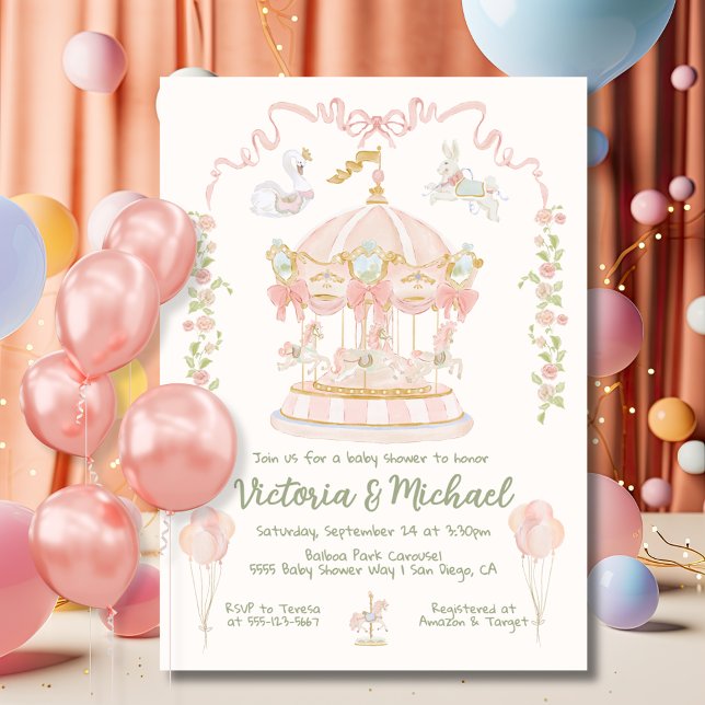 Carousel Merry-go-round Baby Shower Invitation (Creator Uploaded)