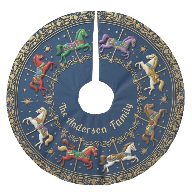 Carousel of Christmas Dreams Brushed Polyester Tree Skirt (Front)