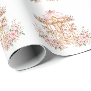 Carousel Of Dreams 1st. Birthday Girl Party Wrapping Paper